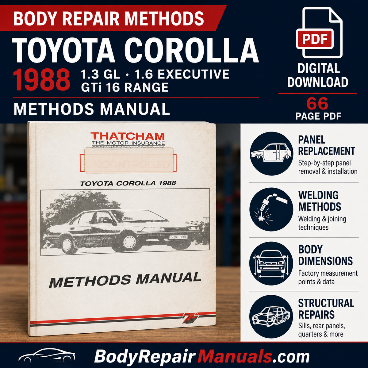 Toyota Corolla EE90/AE92/CE90 1988 Body Repair Methods Manual PDF