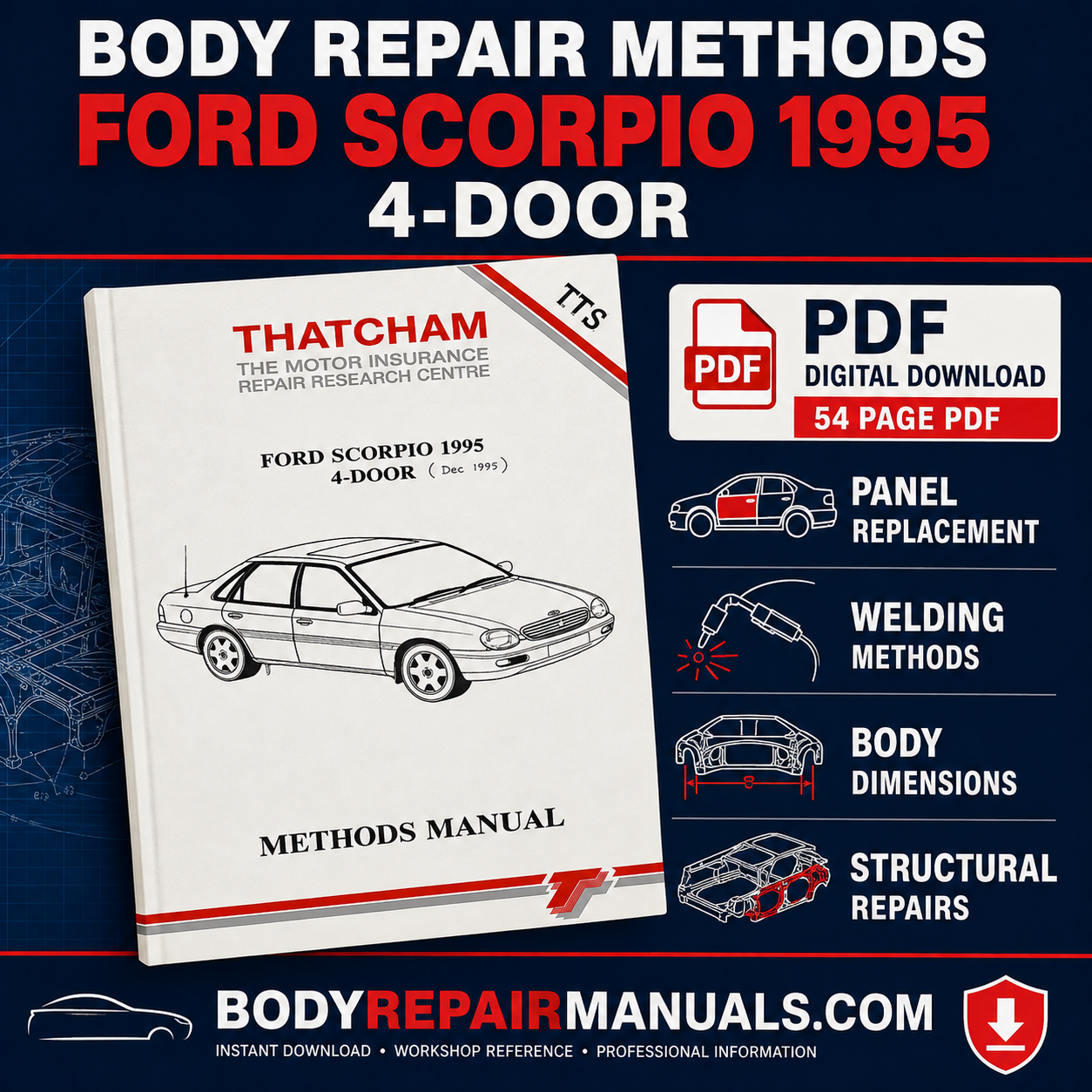 Ford Scorpio 1995 4-Door Body Repair Methods Manual PDF