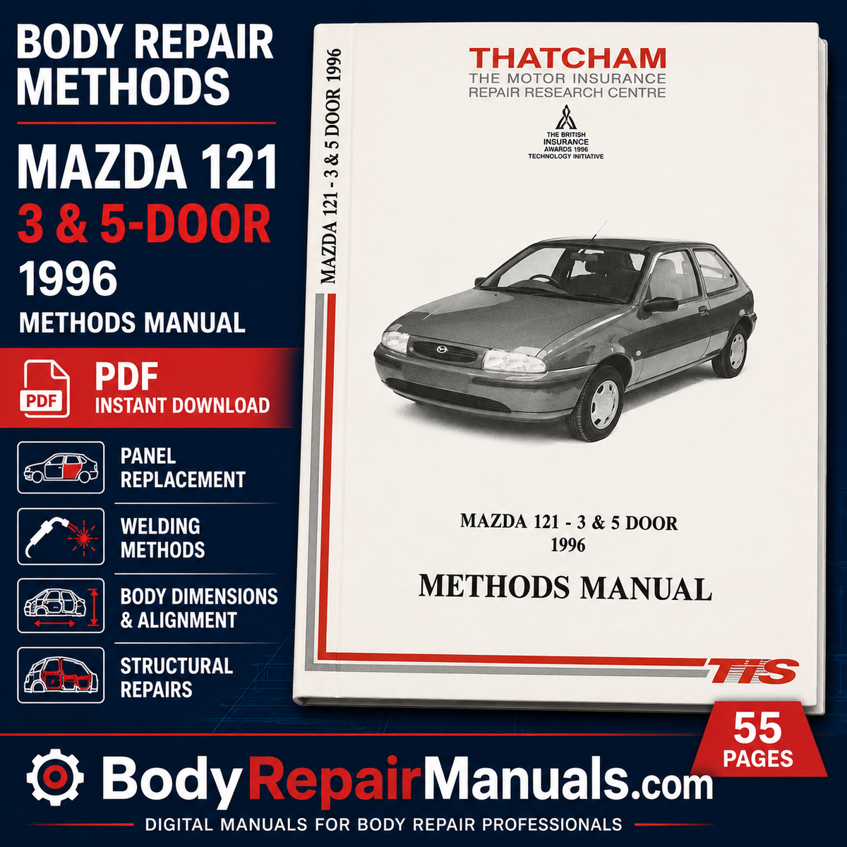 1996 Mazda 121 3 & 5-Door Body Repair Methods Manual PDF