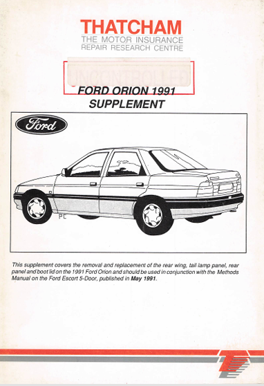 1991 Ford Orion 4-Door Body Repair Manual (PDF Download) – Rear Wing, Boot Lid & Rear Panel Workshop Guide